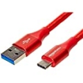 amazon basics double braided nylon usb type-c to type-a 3.1 gen 1 charger cable | 3 feet, red