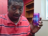 me, at work in inverness, co with a can of sunkist grape